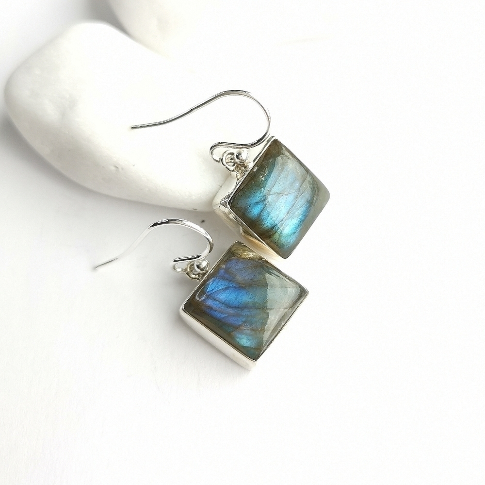 NEW Labradorite dangle earrings in Sterling Silver